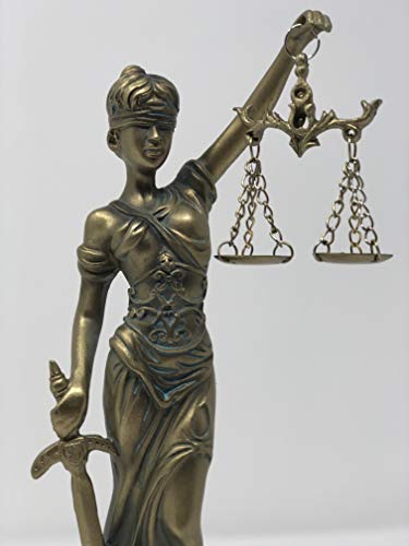 Youni - Lady Justice Statue - Greek Roman Goddess Of Justice - Blindfold, Beam Balance, And Sword (Bronze) #TOP1