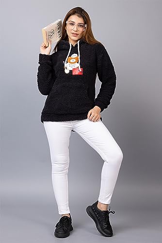 Image of Wear lusso Women Wool Blend Hooded Neck Sweatshirt with Hoodies | Full Sleeves Women's Winter Wear | Warm & Stylish Hoodie