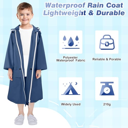 Image of LAMA Kids Raincoat with Hood, Lightweight Raincoat for Girls, Kid Long Rain Jacket