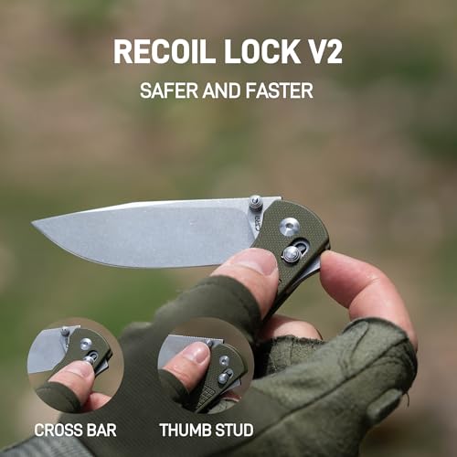 Image of CJRB Bolt Pocket Knife for Men, 3.25'' AR-RPM9 Steel Blade, Recoil Lock V2