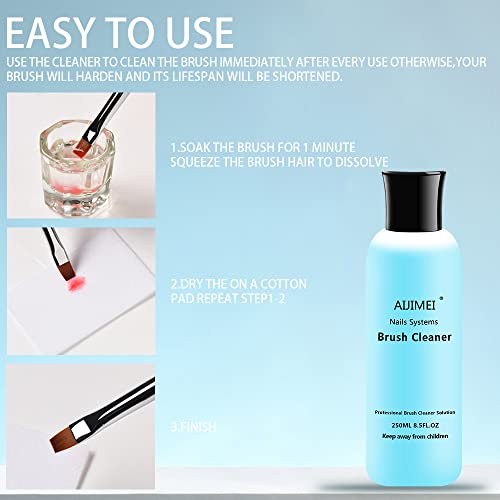 Image of Acrylic Nail Brush Cleaner - Liquid Paint Brush Cleaner for Nails Artists (250ml /8.5 FL.OZ)
