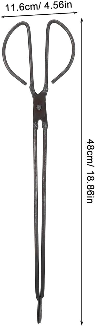 Flat Head Heavy Duty Firewood Tongs Steel Briquette Pickup Tool For Fireplace Garbage Camping Grill Bbq Wood Coal Handling for Fire Pit Bonfire Campfire Outdoor Indoor