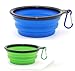 Set di 2 ciotole da viaggio pieghevoli in silicone per cani da compagnia, cane, ciotola portatile per acqua o alimentare per cani medio-grandi (1000 ml + 350 ml, blu e verde)
