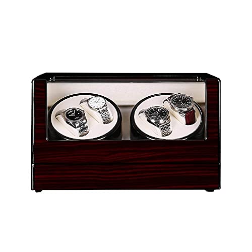 Boîte remontoir de montre de luxe en bois laqué et intérieur velours pour 4 montres