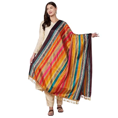 Image of Women's Art Silk Bandhani Print Dupatta with 2.20 Meters | Women's cotton printed dupatta with tassels