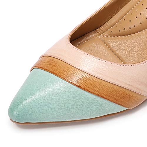Image of Mona flying Women's Leather Pump Med Heel Pointed Toe Office Dressy Shoes