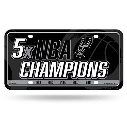 Rico Industries NBA San Antonio Spurs Champ Metal Auto Tag 8.5" x 11" - Great for Truck/Car/SUV