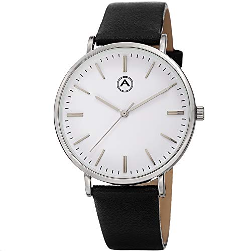 Preisvergleich Produktbild Akribos XXIV Unisex AK1033SS Round Silver Tone Case Leather Band Wristwatch