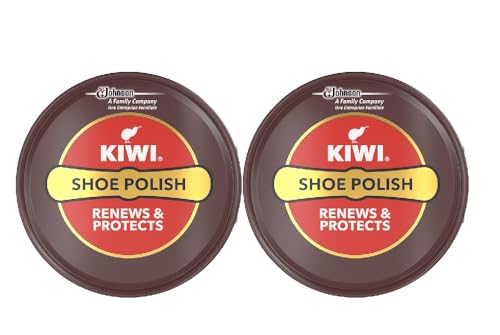 UK Home Shop KIWI Dark Tan Leather Polish 40g Pack of 2 Renews and Protects (Brown)