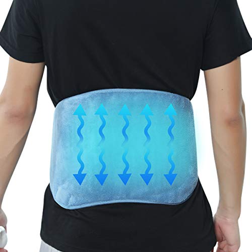 REVIX Lower Back Heating Pad with Hot Cold Ice Gel Pack and Adjustable Belt, Electric Heat Wrap for Waist Lumbar Stomach and Shoulder Pain Relief, UL Listed, Blue