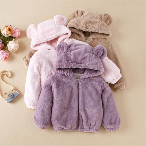 Kids Girls Fleece Hooded Jacket Bear Ears Zipper Coat Thicken Warm Winter Windproof Outerwear Cute Jackets With Pocket4