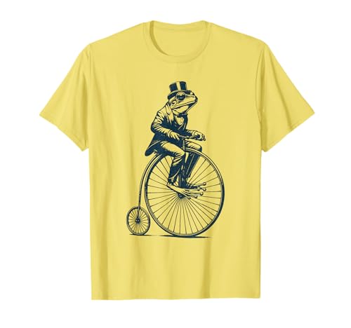 Dapper Frog Riding a Vintage Penny-Farthing Bicycle Cyclist T-Shirt