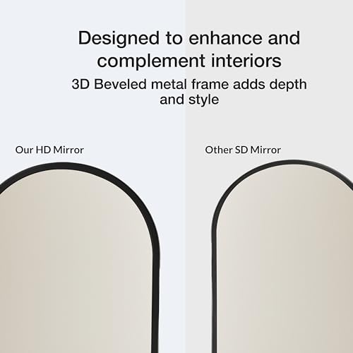 Image of Art Street Cheval Mirror 4.5 Feet Arch Mirror for Bedroom | Full Length Dressing Mirror Aluminum Frame with Stand for Living Room, Dressing Room (Black, 37x147 CM)