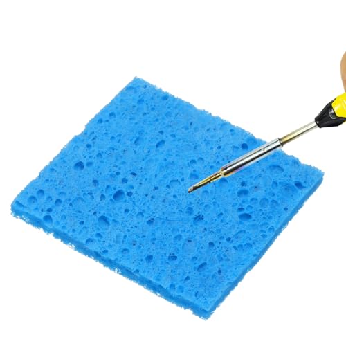 Image of HARFINGTON 10pcs Soldering Iron Cleaning Sponge 2.36 inch x 2.36 inch Replacement Sponge High Temperature for Cleaning Welding Soldering Iron Tip, Blue