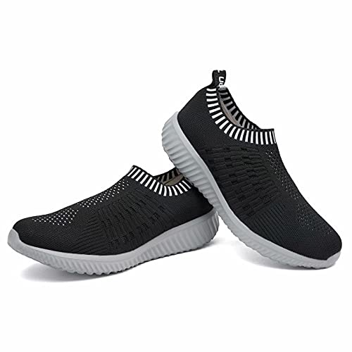 Image of konhill Womens Walking Shoes Slip On Sneakers Breathable Mesh Lightweight Casual Footwear for Daily Commute