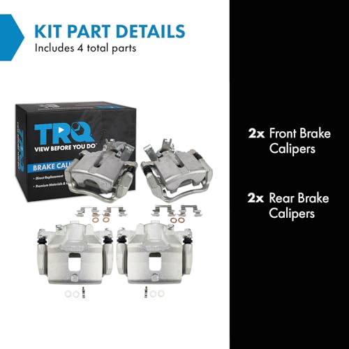 Image of TRQ Front and Rear Brake Caliper Set Zinc Coated Brackets Compatible with 2005-2007 Chevrolet Cobalt 2007-2009 Pontiac G5 2004-2007 Saturn Ion