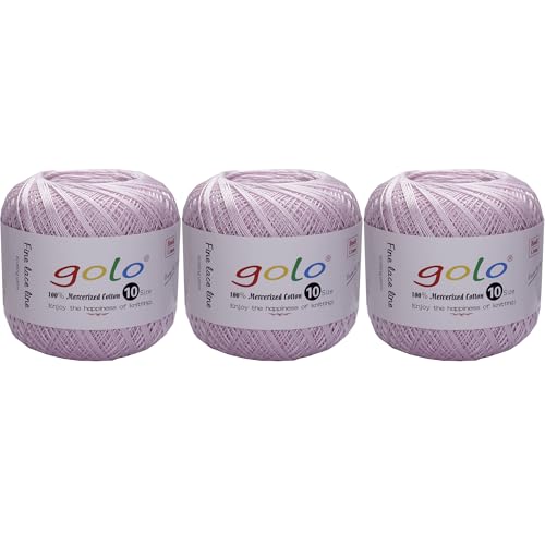 Image of golo 3 Balls Crochet Thread Size 10 Crochet Yarn for Hand Knitting 608