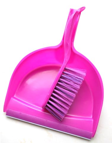 Home Cleaning Combo Big Dustpan with Handle Brush & Sink Cleaning Brush 2 Pc - Floor Sweeping and Kitchen Scrub Tools for Bathroom & Household Use 1