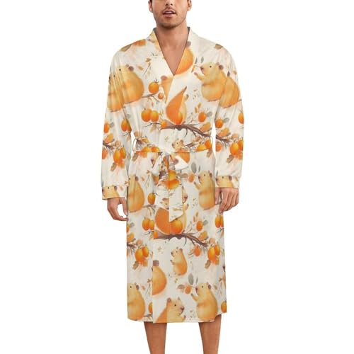 Robe de nuit en soie homme et femme : peignoir kimono léger orange