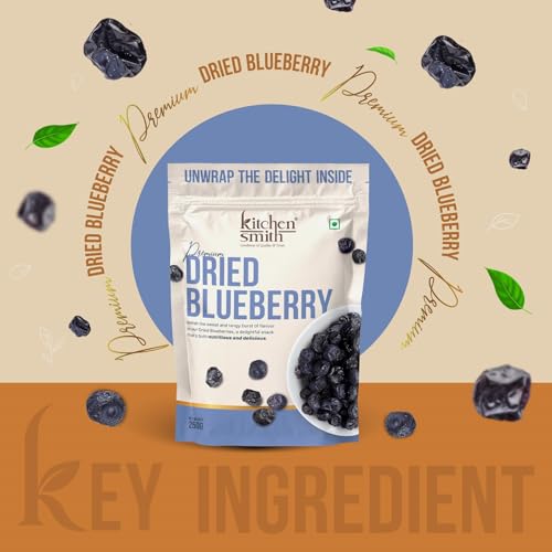Image of KitchenSmith Dried Blueberry Seedless - Pack of 3 (250gm Each) | USA Origin - Dried Blueberries | Rich In Calcium, Vitamin K & Boost Immunity