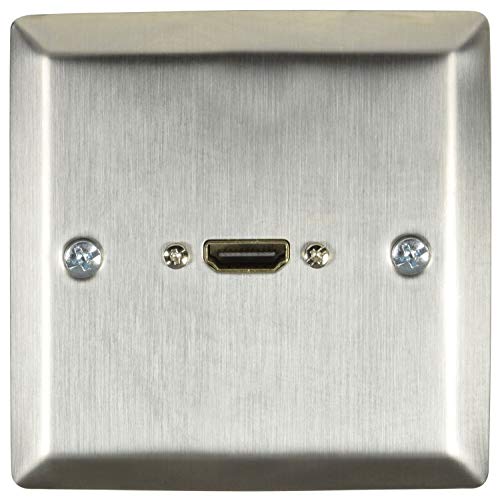 AV Link Placa de Pared HDMI con Cola Hembra | Acabado de Acero Cepillado