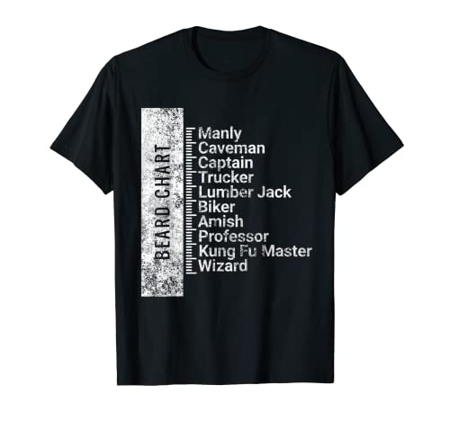 Herren Bartlänge-Maßtabelle im Used-Look, Vatertagsgeschenk T-Shirt Herren Bartlänge-Maßtabelle im Used-Look, Vatertagsgeschenk T-Shirt