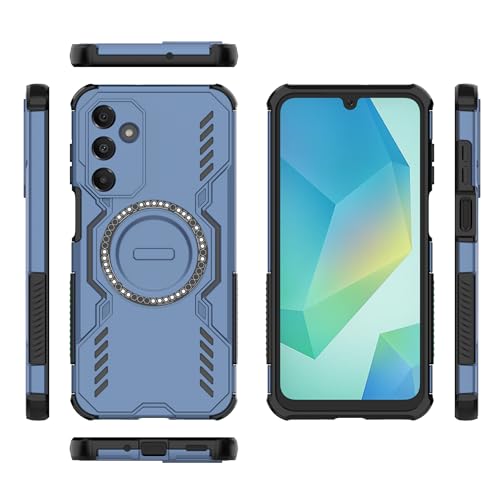 Image of SPAZY CASE Oppo A6c Back Cover |Rugged Shockproof Armor Case with Magnetic Metal Ring Supports Magsafe Charger & Car Mount | Military Grade Protection | Blue