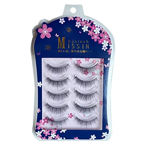 MISSIN 3D立体構造 つけまつげ 透明軸 5ペア 中央 ナチュラル 自然 アイラッシュ 美しい目元 (タイプ1)