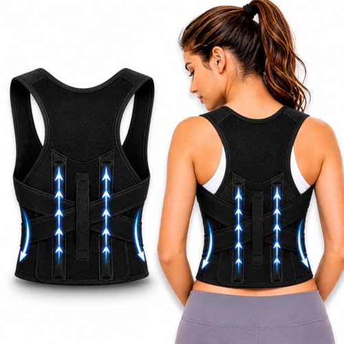 Image of PulGos Posture Corrector Belt for Men & Women | Adjustable Upper Back Brace for Shoulder & Clavicle Support | Back Straightener for Posture Correction & Back Pain Relief | Lightweight & Breathable