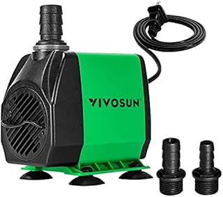 VIVOSUN 800GPH Submersible Pump(3000L/H, 24W), Ultra Quiet Water Pump with 10ft. High Lift, Fountain Pump with 6.5ft. Power Cord, 3 Nozzles for Fish Tank, Pond, Aquarium, Statuary, Hydroponics