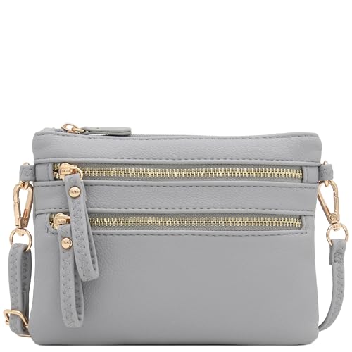 Image of FashionPuzzle Multi Zipper Pocket Small Wristlet Crossbody Bag