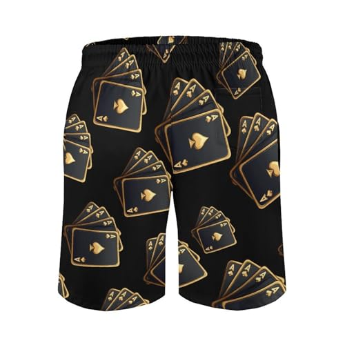 Poker Black Gold Playing-Cards Mens Swim Trunks Quick Dry Board Shorts Beach Swimwear Bathing Suits3