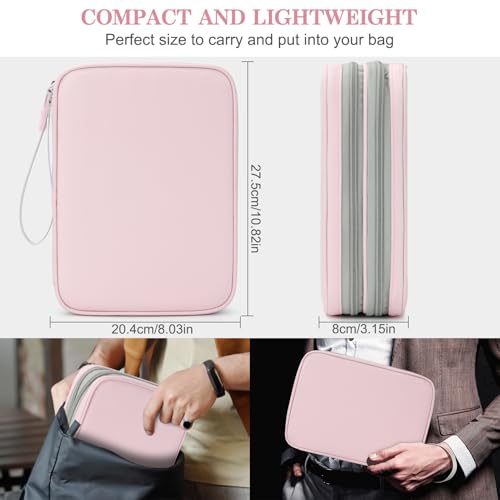 Image of FYY Electronic Organizer, Extra Large Travel Cable Organizer Bag Pouch Portable Waterproof Double Layers All-in-One Storage Bag for iPad, Cable, Power Bank, Laptop Charger for Office /Home, Light Pink