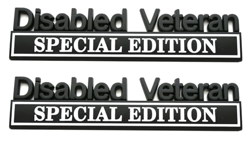 Image of 2pcs Disabled Veteran Special Edition Emblem Car Decal, Warrior Soldier 3D Sticker, Disabled Veteran Special Edition Letters Car Badges, Accessories (Black White)