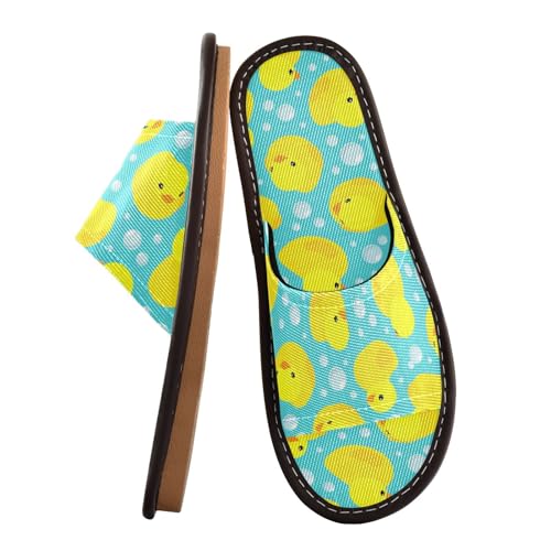 Women Men House Slippers Open Toes Travel Shoes Cute Rubber Duck for Bathroom Pool Hotel Spa Beach2