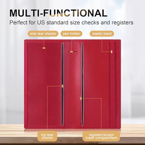Image of CASMONAL Checkbook Covers for Personal Checkbook Holder RFID Premium Vegan Leather Checkbook Cover for Duplicate Checks