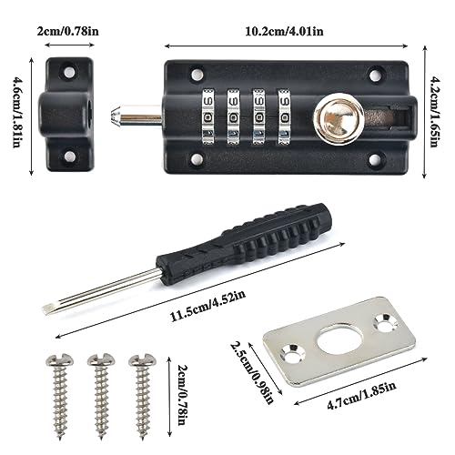 Combination Bolt Locks Combination Locking Bolt 4 Digit Sliding Lockable Padbolt 120mm Combi Bolt Door Lock Code Garden Gate Locks for Wooden Gates Door Latch Lock for Home Gate Shed Garage - Image 2