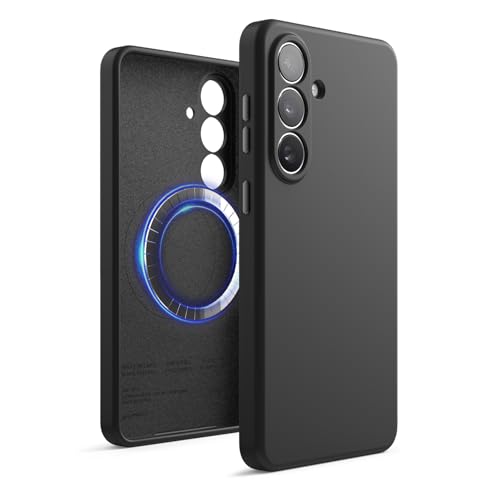 Image of elago Premium Magnetic Silicone Case for Galaxy S26 Plus Black | Compatible with MagSafe Accessories, Protective Cover, Shockproof, Slim, Anti-Scratch Soft Microfiber Lining (Black)