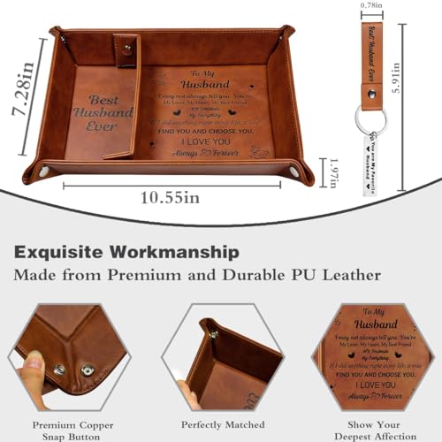 Valentines Gifts for Him, Anniversary Bedside Organiser Gifts for Him Boyfriend Husband, Leather Valet Tray Christmas Husband Gifts from Wife, I Love You Gift for Him Men Birthday Valentines Day Gifts - Image 5