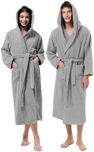 Jenny Sesal Peignoir UNISEX en Éponge, Idéal pour la MAISON, le SPA, la SAUNA, la SALLE DE SPORT. Doux et avec une haute capacité de séchage, gris, XL