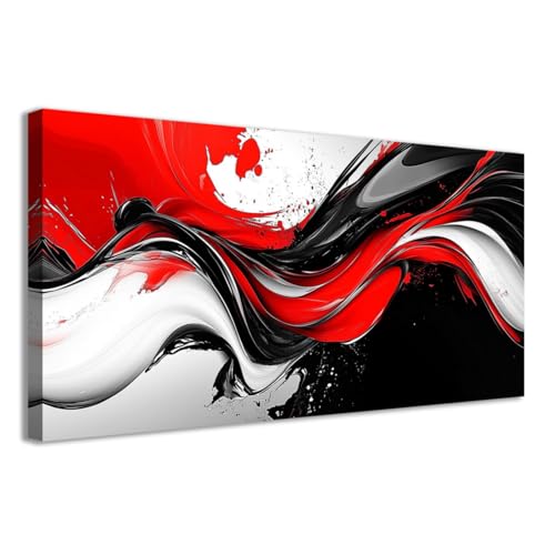 Image of CCWACPP Abstract Wall Decor Painting Large Black White Red Canvas Wall Art Modern Prints Home Bedroom Living Room Office Decor Framed (20.00 x 40.00 cms)