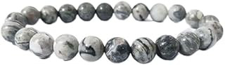 Krixis 8mm Beads Map Stone Natural Stone Yoga Beaded Bracelets Men Women Friend Gift Charm Strand Jewelry