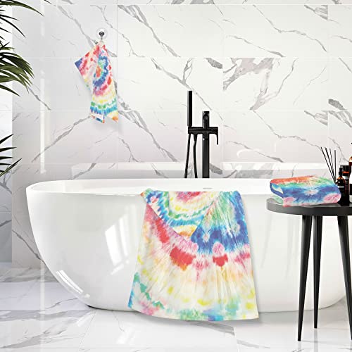 Innewgogo Tie Dye Swirl Cotton Towel Set Bath Towel Hand Towel Set 2 Piece Shower Towels Super Absorbent Face Towels 100% Cotton Quick Dry Gym Towels For Bathroom Gym Spa #TOP5