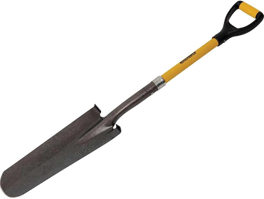 Roughneck Drainage & Post Hole Shovel - Carbon Steel Sharpened Blade, Fibreglass Handle & Double-Injected D-Grip for Drainage, Fencing, Utilities & Groundwork - 1070mm (42")