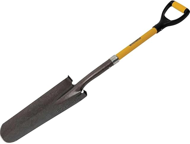 Roughneck Roughneck Entwässerungs- und Pfahllochspaten – Blatt aus Kohlenstoffstahl, Fiberglasgriff und D-Griff für Entwässerung, Zaunbau und Erdarbeiten – 1070 mm (42 Zoll) — Spaten
