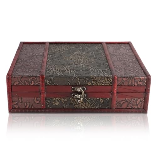 Vintage Wooden Storage Box with Lid and Alloy Lock for Jewelry Keepsake Bible Book and Home Decor 11 x 85 x 32in Decorative Storage Box Memory Box Wooden Chest Box Decorative Storage Keepsake Box