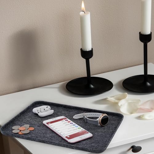 Image of Welaxy felt tray Lid for Storage Bins Drawer Organizer bin cap of box for junk stuff stationery makeup jewelry closet bathroom minimalist lifestyle (Charcoal Lid, M)