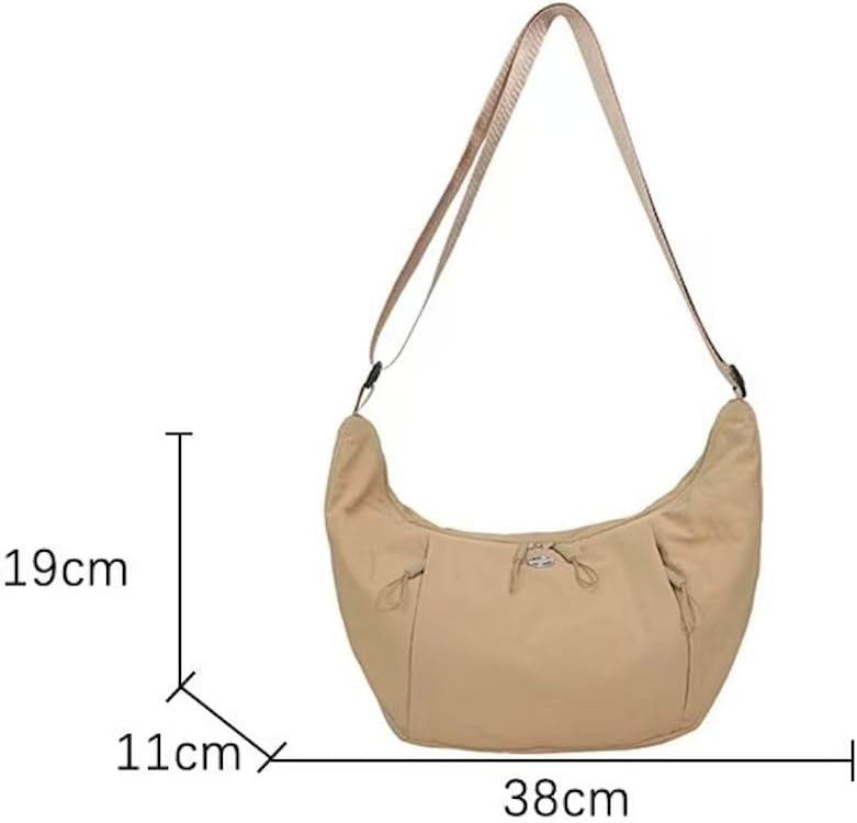 Haneulbit Crossbody Bag, Waterproof Nylon, Adjustable Shoulder Bag, Large Capacity (Black)