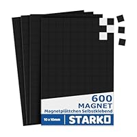 600 Stück Magnetplättchen Selbstklebend, 1 x 1cm Magnet Klebepads Magnetstreifen Klebemagnete Flache Magnete für Schule Familie Büro Whiteboard Kühlschrank