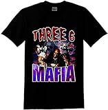 XISHU Three 6 Mafia Hip HOP Rap T Shirt Black 3XL